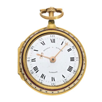 English 22k gold/enamel pair cased pocket watch Circa 1780