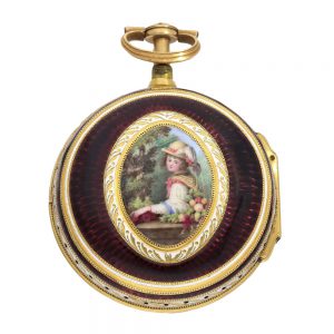 English 22k gold/enamel pair cased pocket watch Circa 1780