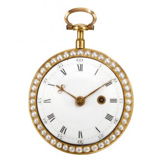 French gold enamel pearl and diamond set verge watch Circa 1790