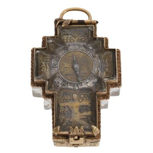 Miniature German rock crystal crucifix form watch Circa 1600