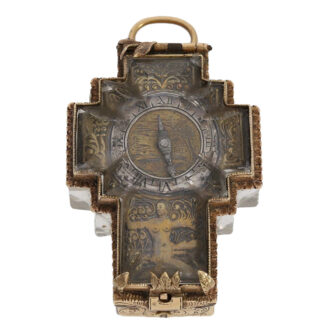 Miniature German rock crystal crucifix form watch Circa 1600