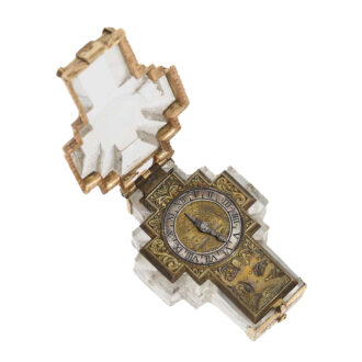 Miniature German rock crystal crucifix form watch Circa 1600