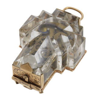Miniature German rock crystal crucifix form watch Circa 1600