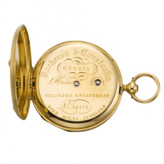 Rare Swiss gold, enamel and pearl set fob watch Circa 1850
