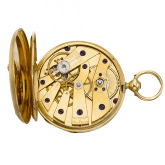 Rare Swiss gold, enamel and pearl set fob watch Circa 1850