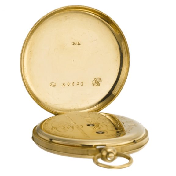 Rare Swiss gold, enamel and pearl set fob watch Circa 1850 Rare Swiss gold, enamel and pearl set fob watch Circa 1850