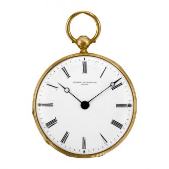 Rare Swiss gold, enamel and pearl set fob watch Circa 1850
