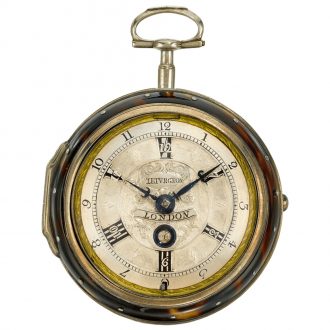 English pair cased eight day verge watch with six hour dial Circa 1700