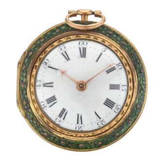 English gold pair cased Basse-taille enamel verge Circa 1759