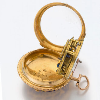 English gold pair cased Basse-taille enamel verge Circa 1759