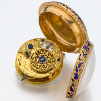 English gold pair cased Basse-taille enamel verge Circa 1759