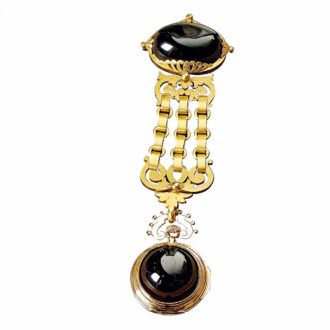 French ornate 18k gold watch with chatelaine Circa 1875