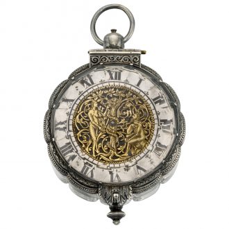 French silver and rock crystal scalloped verge watch Circa 1640