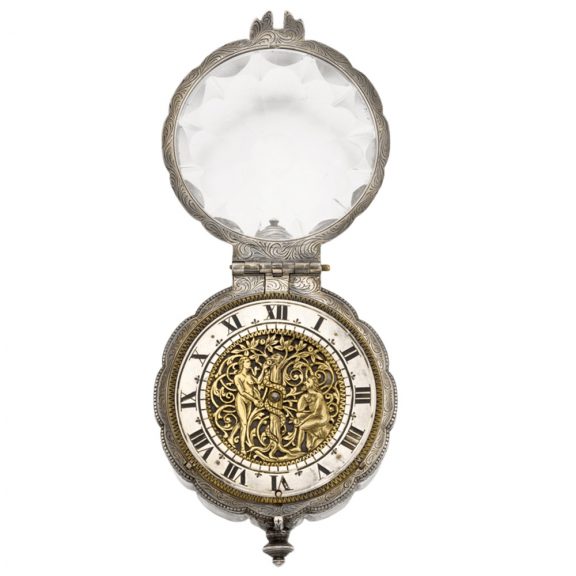 French silver and rock crystal scalloped verge watch Circa 1640 French silver and rock crystal scalloped verge watch Circa 1640