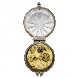 French silver and rock crystal scalloped verge watch Circa 1640
