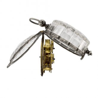 French silver and rock crystal scalloped verge watch Circa 1640