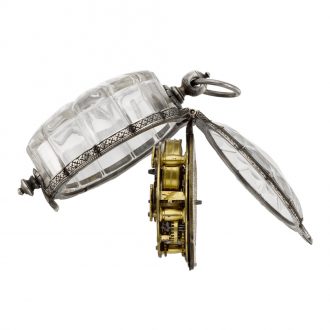 French silver and rock crystal scalloped verge watch Circa 1640