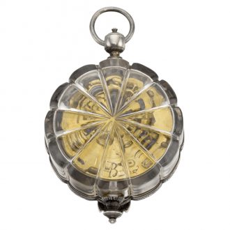 French silver and rock crystal scalloped verge watch Circa 1640