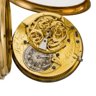 Large Swedish gold clock watch with black enamel dial Circa 1767