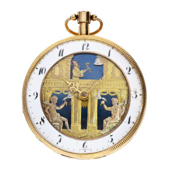 French 18k gold open faced verge with automaton Circa 1820