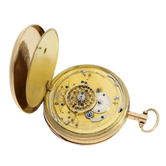 French 18k gold open faced verge with automaton Circa 1820