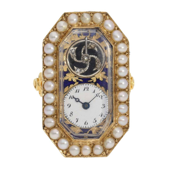 Swiss 18k gold octagonal shaped ring watch Circa 1800