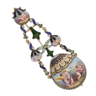 Unique gold/enamel form watch "The balloon flight" Circa 1800