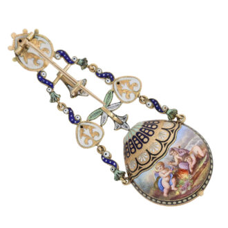 Unique gold/enamel form watch "The balloon flight" Circa 1800