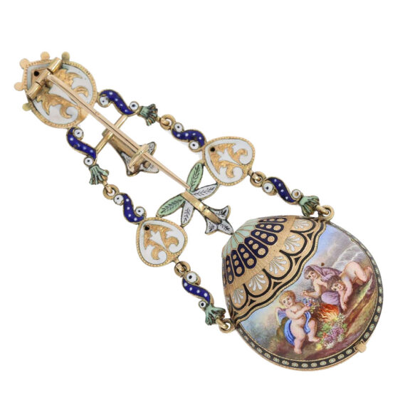 Unique gold/enamel form watch "The balloon flight" Circa 1800 Unique gold/enamel form watch "The balloon flight" Circa 1800