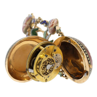 Unique gold/enamel form watch "The balloon flight" Circa 1800
