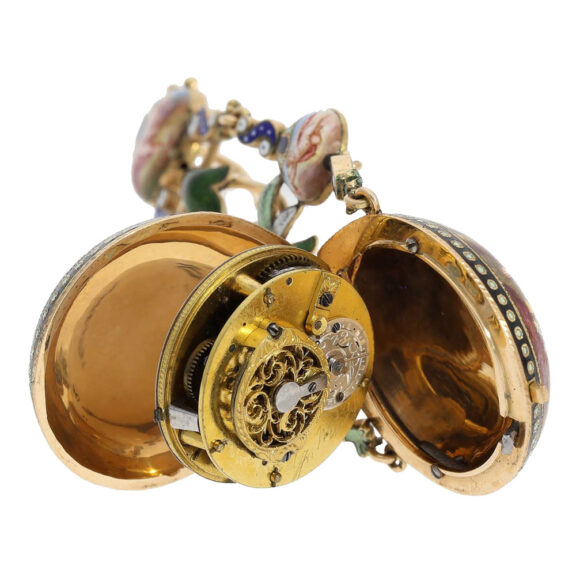 Unique gold/enamel form watch "The balloon flight" Circa 1800 Unique gold/enamel form watch "The balloon flight" Circa 1800