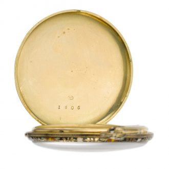 Swiss gold and enamel florally decorated cylinder watch Circa 1830