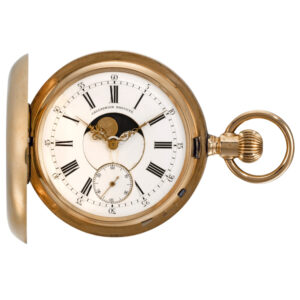 Swiss double dialled keyless lever watch with moon phases Circa 1890