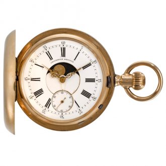Swiss double dialled keyless lever watch with moon phases Circa 1890