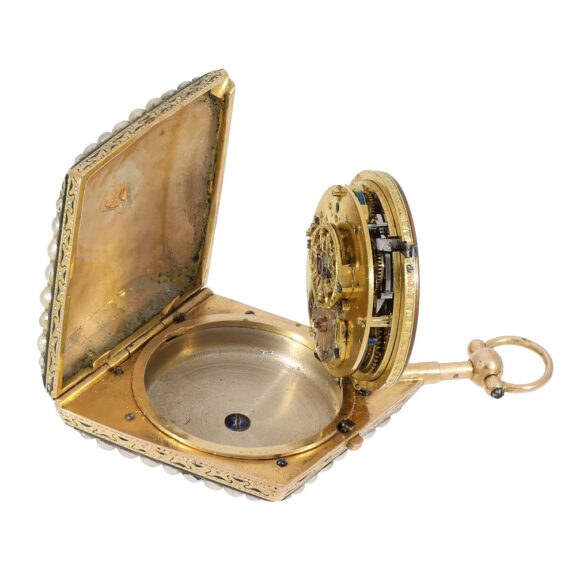 Swiss 18k gold/ enamel rhomboid form watch Circa 1800 Swiss 18k gold/ enamel rhomboid form watch Circa 1800