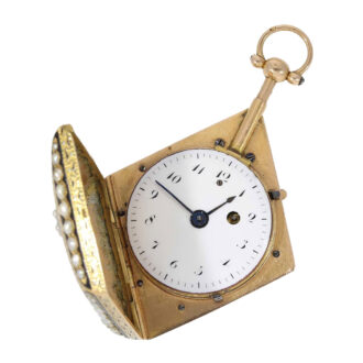 Swiss 18k gold/ enamel rhomboid form watch Circa 1800