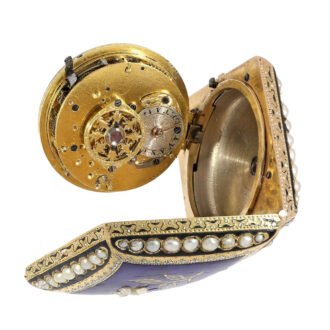Swiss 18k gold/ enamel rhomboid form watch Circa 1800