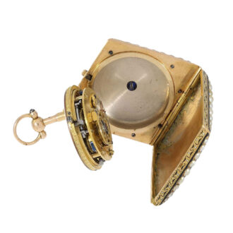 Swiss 18k gold/ enamel rhomboid form watch Circa 1800