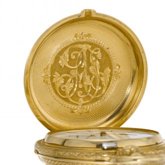 French gold engraved full hunter cylinder watch Circa 1850 French gold engraved full hunter cylinder watch Circa 1850