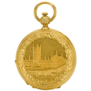 French gold engraved full hunter cylinder watch Circa 1850