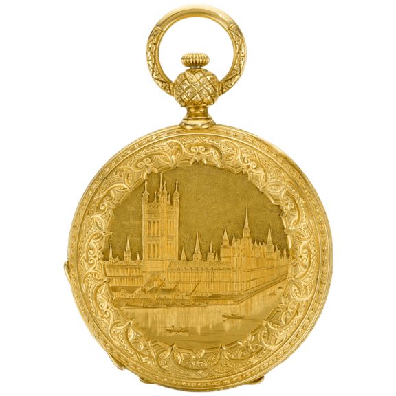 French gold engraved full hunter cylinder watch Circa 1850 French gold engraved full hunter cylinder watch Circa 1850