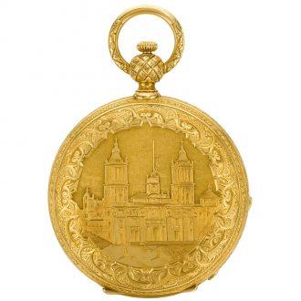 French gold engraved full hunter cylinder watch Circa 1850 French gold engraved full hunter cylinder watch Circa 1850