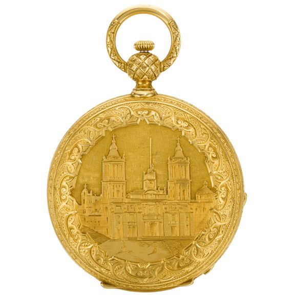 French gold engraved full hunter cylinder watch Circa 1850 French gold engraved full hunter cylinder watch Circa 1850