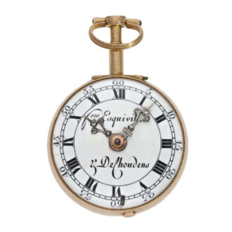 Swiss gold/enamel verge watch with chatelaine Circa 1760