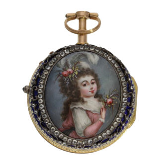 Swiss gold/enamel verge watch with chatelaine Circa 1760