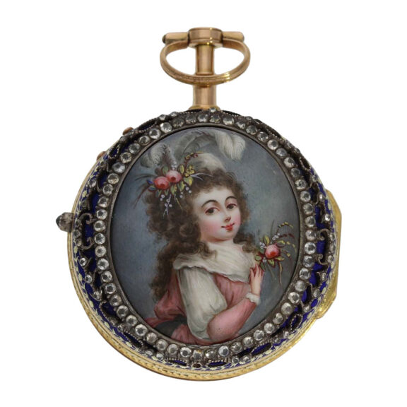 Swiss gold/enamel verge watch with chatelaine Circa 1760 Swiss gold/enamel verge watch with chatelaine Circa 1760
