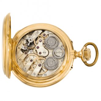 German gold two time zone watch with thermometer Circa 1880