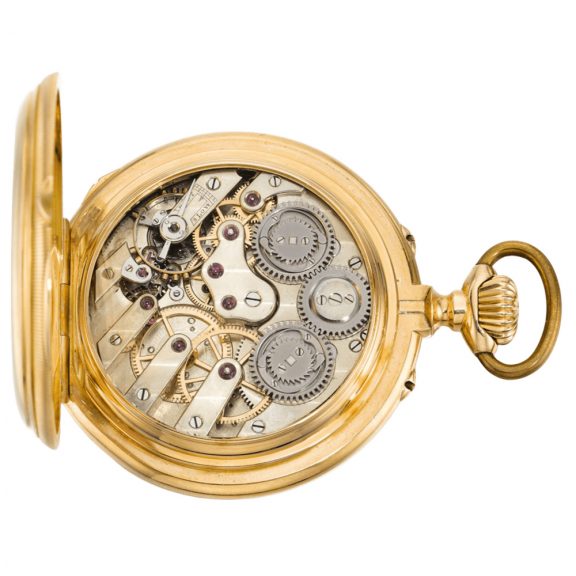 German gold two time zone watch with thermometer Circa 1880 German gold two time zone watch with thermometer Circa 1880