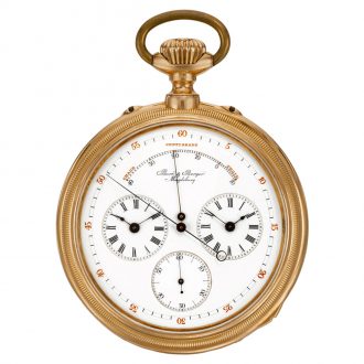 German gold two time zone watch with thermometer Circa 1880