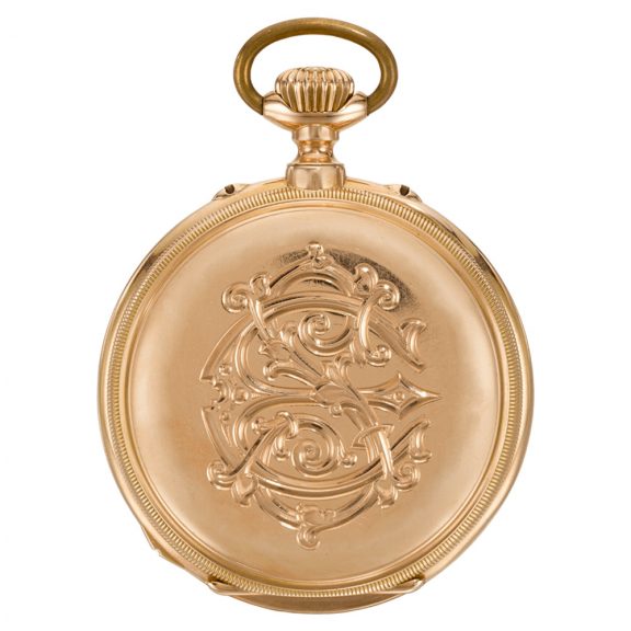 German gold two time zone watch with thermometer Circa 1880 German gold two time zone watch with thermometer Circa 1880